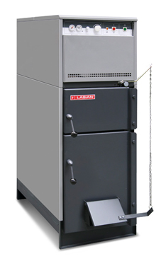 LASIAN CMX 25, caldera de pie de leña/gasoleo  de solo calefacción de dos hogares independientes de 25 KW 22.360 Kcal./h.(conjunto caldera y quemador) (caldera para biomasa de leña)