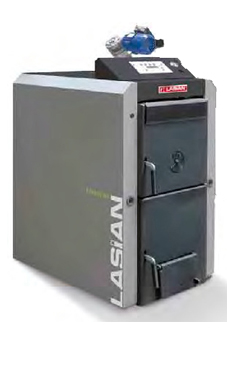 LASIAN BIOMAX 25 caldera de pie de policombustibles sólidos(para pellets, cascara de almendra, orujillo, hueso de oliva,etc,...) de 25 KW.solo calefacción.(6,000 a 20.700 Kcal./h.)de encendido automático (caldera para biomasa de policombustibles)