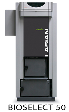 LASIAN BIOSELECT 45 caldera de pie de policombustibles sólidos(para pellets, cascara de almendra, orujillo, hueso de oliva,etc,...) de 45 KW.solo calefacción. (caldera para biomasa de policombustibles)