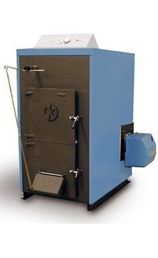 DOMUSA Granada 30, caldera de pie de solo calefacción de policombustibles de gasoleo/leña de 23 a 40 Kw., 34.400 Kcal./h. longitud de troncos de 50cm, quemador de gasóleo no incluido. (caldera para biomasa de policombustibles)