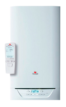 SAUNIER-DUVAL ISOMAX CONDENS 35 de 32,0-34,8 KW (calefacción y acs) acumulación dinamica isodyn 2,incluye control  termostato programador modulante EXACONTROL E7 R, placa de conexiones y ventosa. (caldera para gas propano mural estanca mixta condensación)