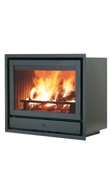 EDILKAMIN LUCE 62 V de 12 Kw. Ventilación forzada, plano de acero , fuego de fundición