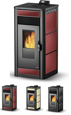 LASIAN MUSA PLUS de  3,6 a 12 Kw. calentamiento mediante aire canalizado, de 12 KW de potencia térmica máxima.ceramica, capacidad de calentamiento de 210 m3 (modelos en burdeos, beige y negro) , mando a distancia ,sin limpieza automática.